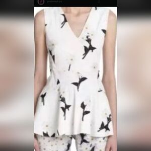 Sportmax White Top‎ with Black Floral Design